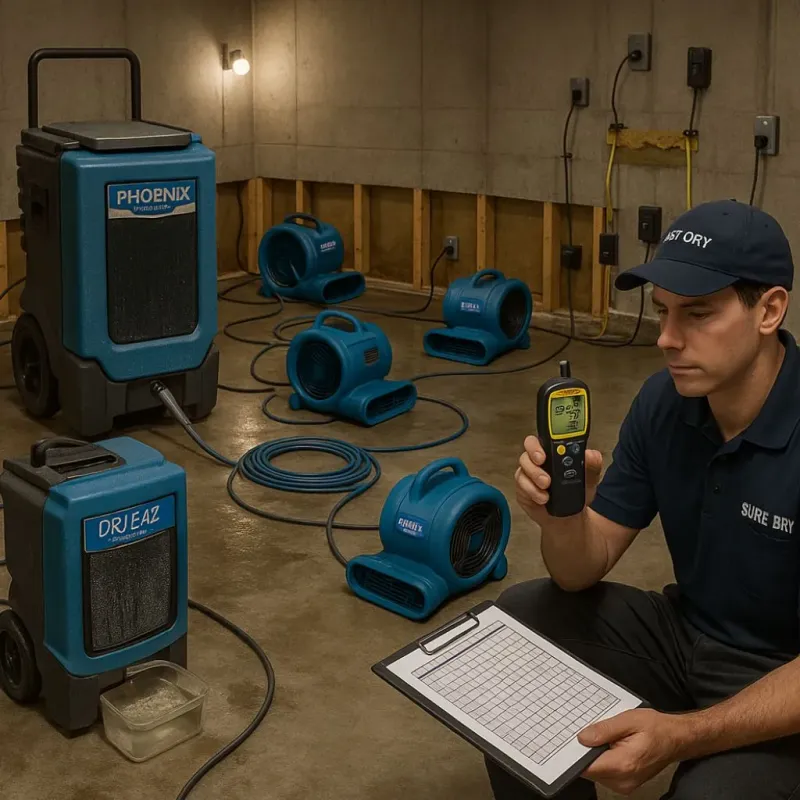 Structural Drying and Dehumidification process in University, FL